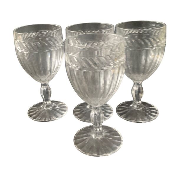 Vintage MIKASA Italian Countryside Crystal Goblet Glasses Water 7 1/8” Lot of 4 - Picture 1 of 16